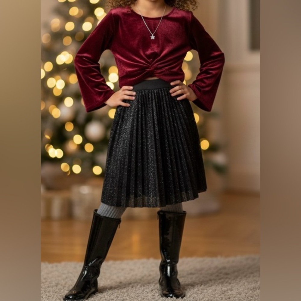 Knitworks Velvet Burgundy Crop Top